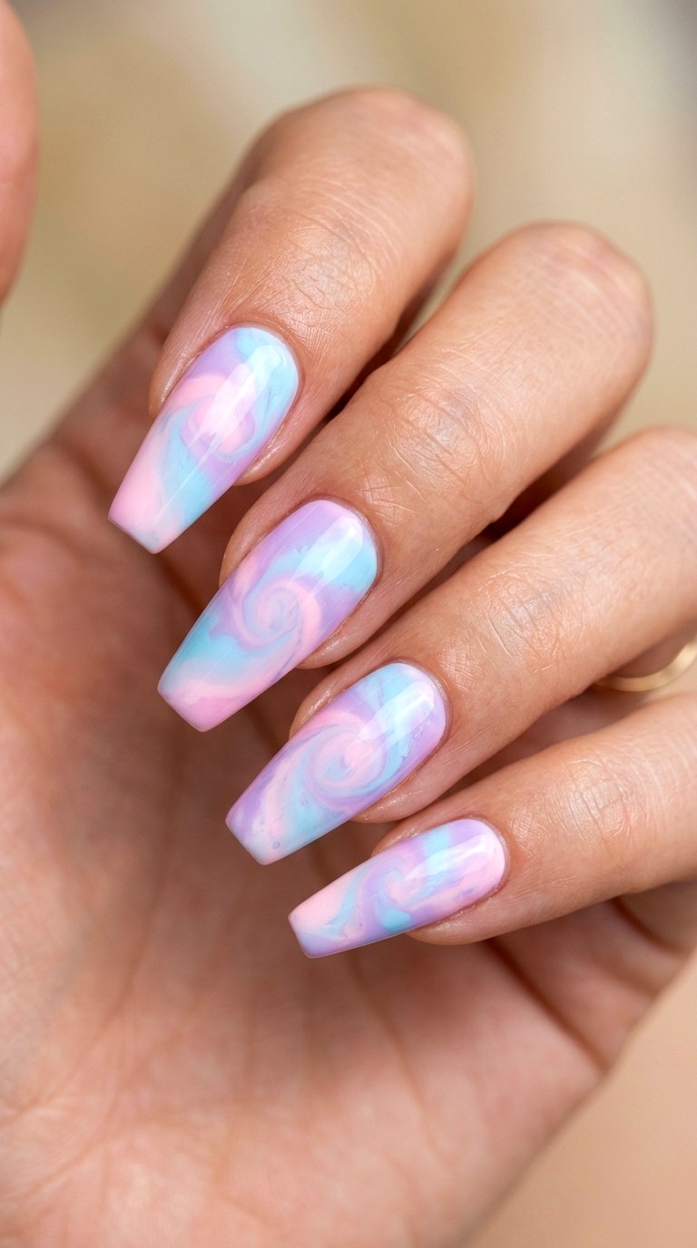 Pastel Tie Dye Gradient - 25 Elegant Spring Ombre Nails