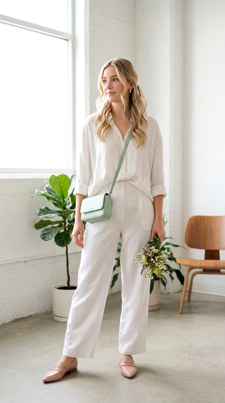 Pastel White Dreamy Minimal Outfit - 21 Dreamy Pastel Spring Outfits 2026 That Feel Super Viral and Soft - Copy