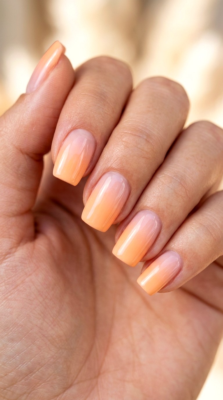 Peach Bellini Glow - 25 Elegant Spring Ombre Nails