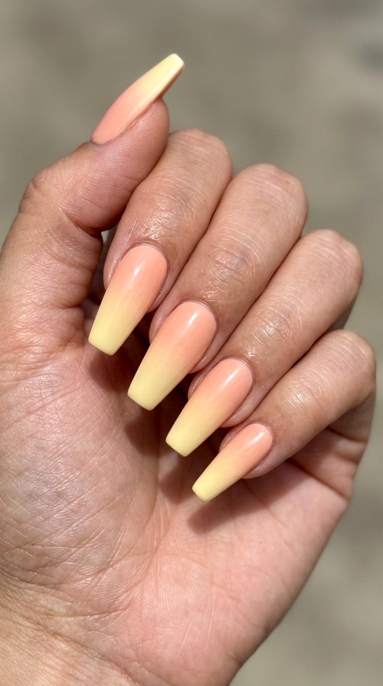 Peach Bellini Sunrise Glow - 30 pastel spring ombre nails