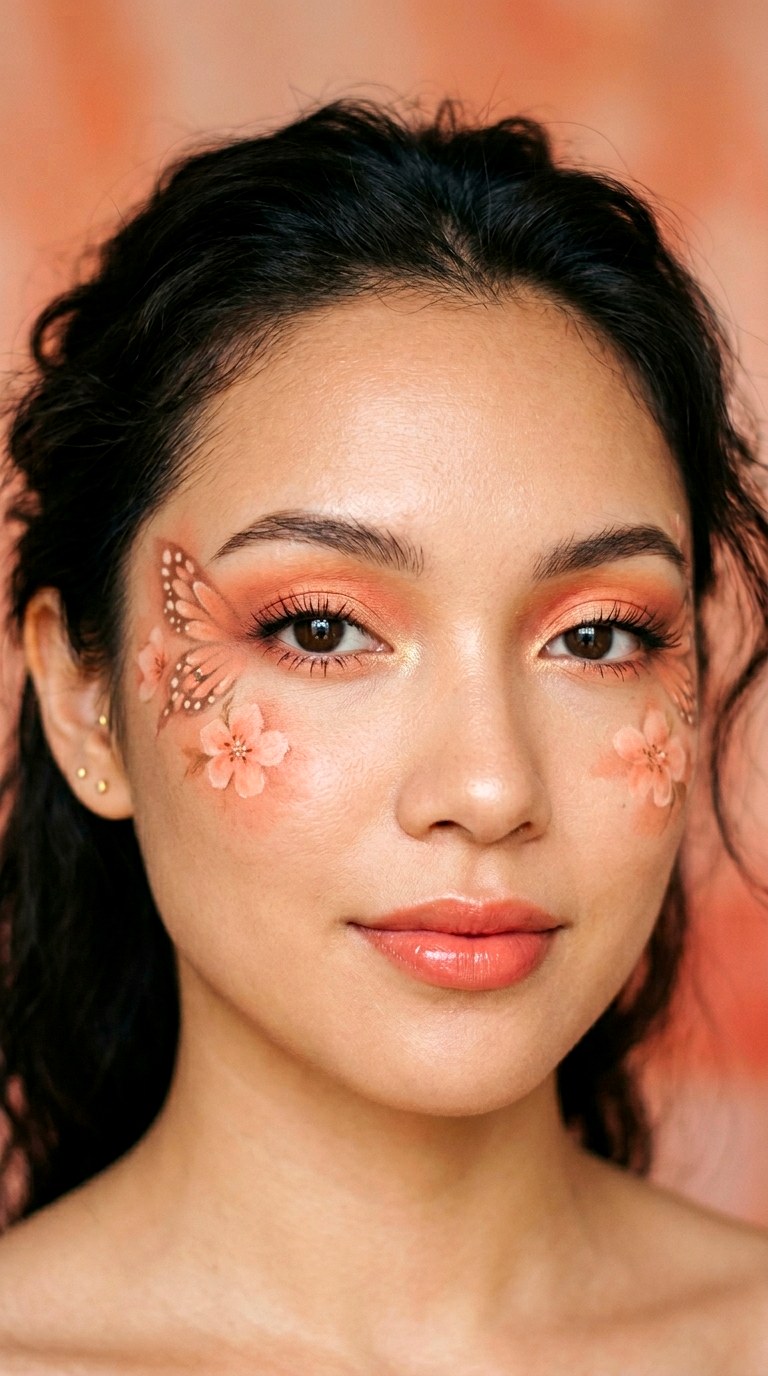 Peach Blossom Butterfly Glow - 27 Butterfly Pastel Eye Makeup