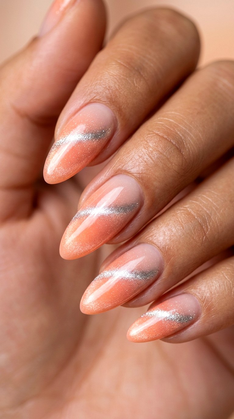 Peach Cat Eye Ombre - 20 Peach Spring Ombre Nails