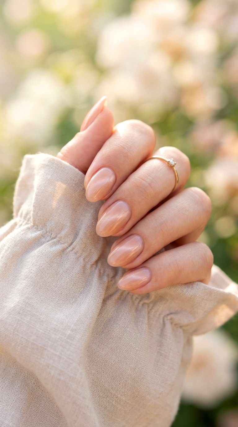 Peach Cat Eye with Milky Base Blend - 22 Summer Peach Cat Eye Nails Ideas