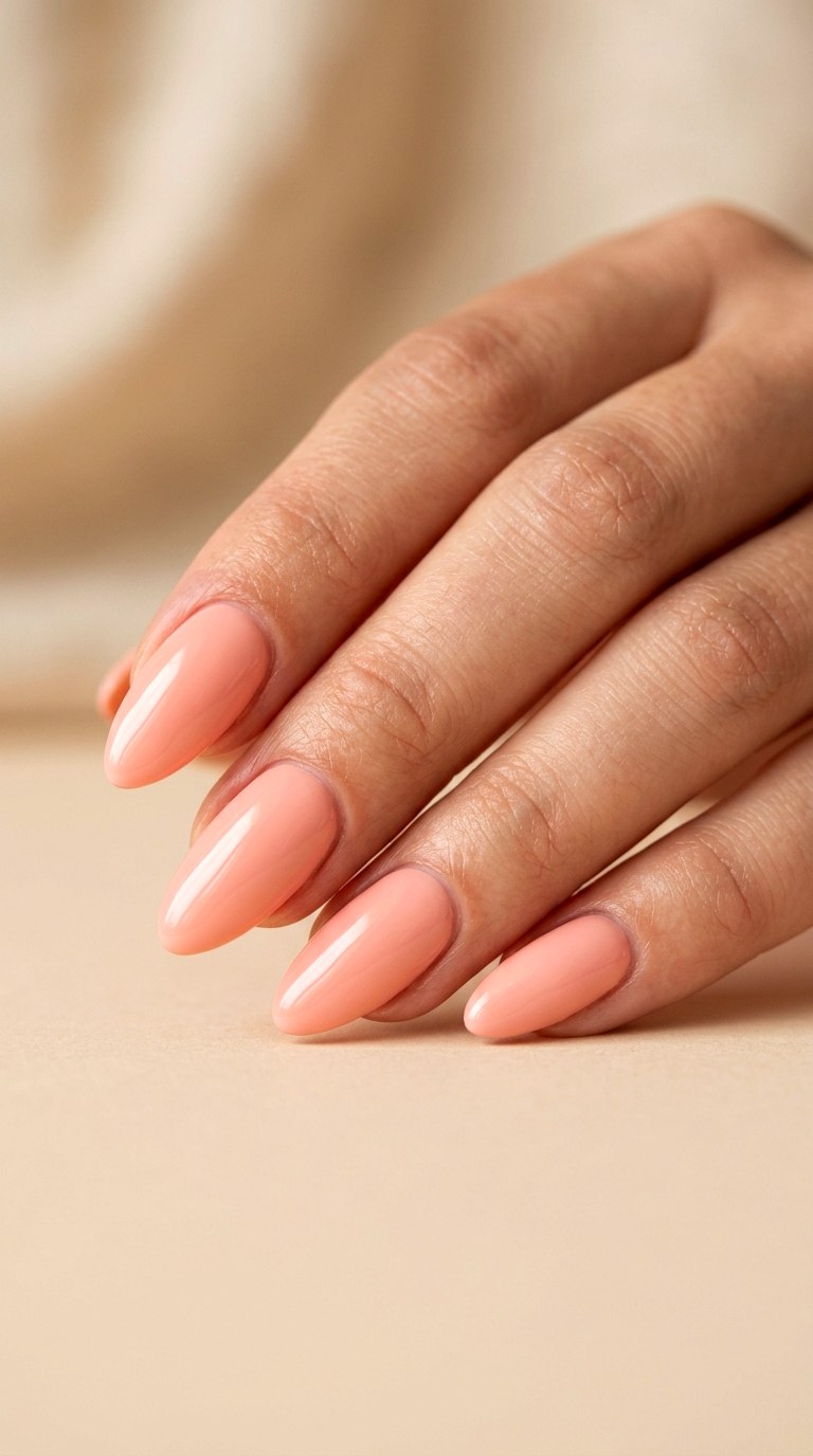 Peach Fuzz Pink Almond - 22 Pink Spring Acrylic Nails