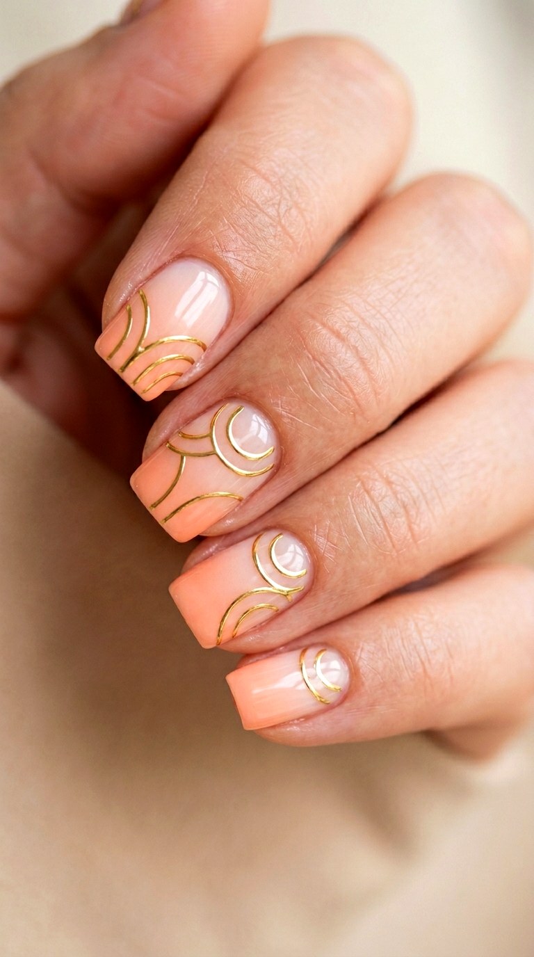 Peach Rings Chrome Art - 20 Peach Spring Ombre Nails