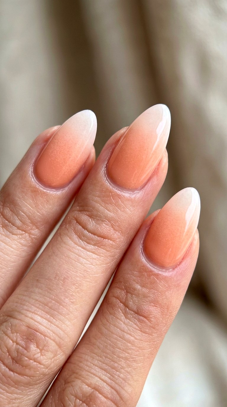 Peach Sorbet Ombre Fade - 27 Picnic Spring Multicolor Nails