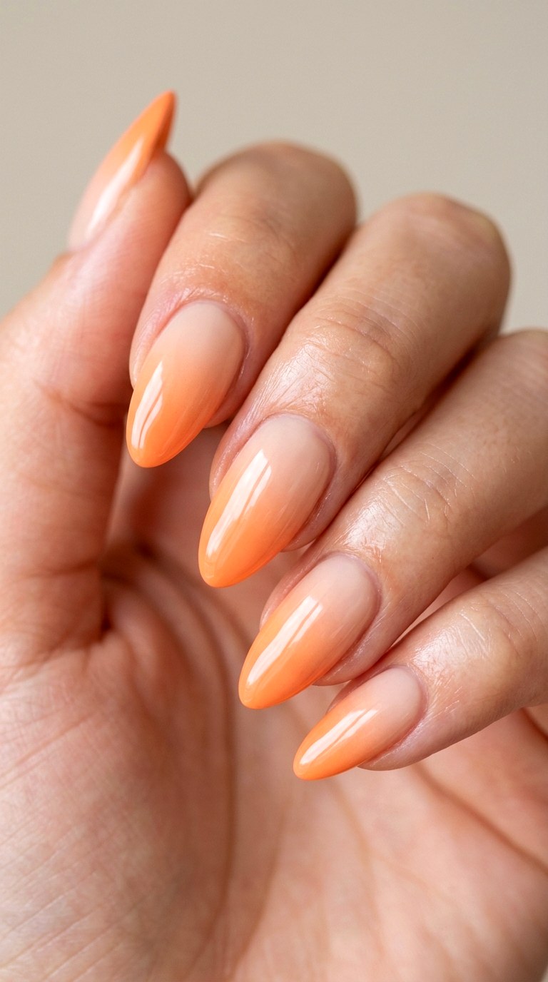 Peach Sorbet Sunset Tips - 30 Dreamy Spring Ombre Nails