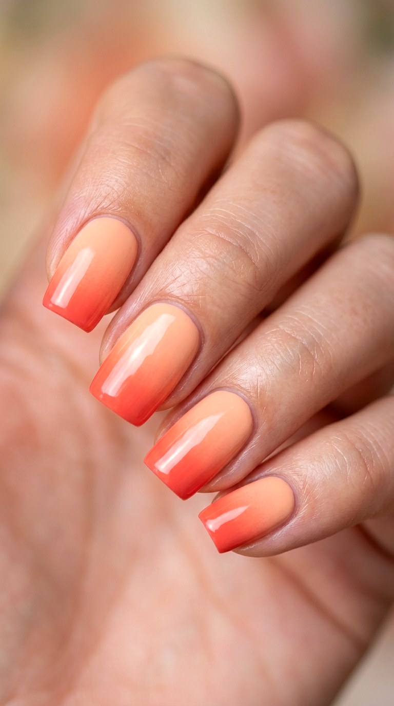 Peach Sorbet to Coral Tips - 29 Pastel Spring Ombre Nails