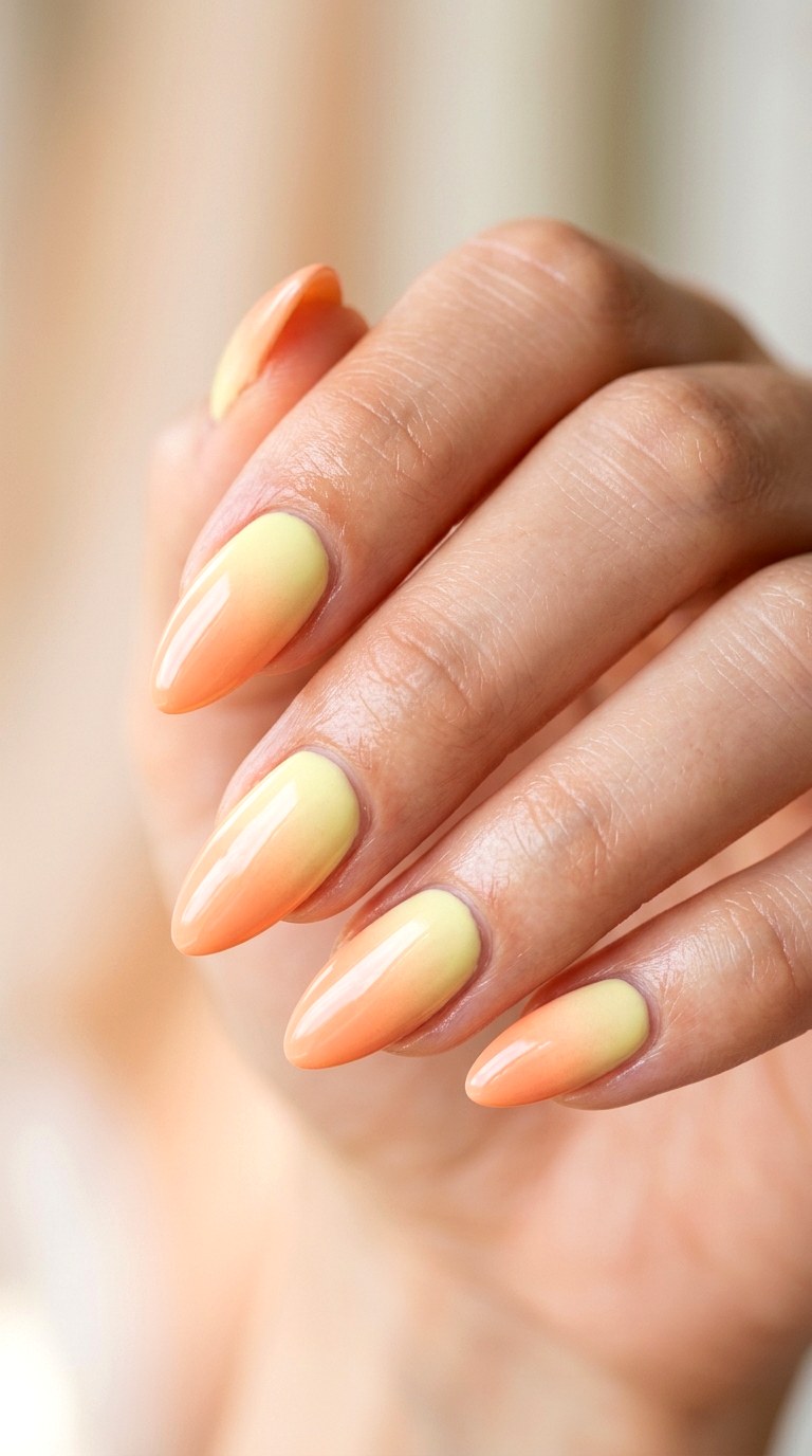 Peach and Lemon Zest - 20 Peach Spring Ombre Nails