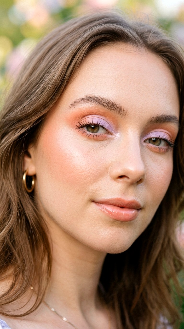 Peach and Lilac Dual Tone Eyes - 22 Summer Colorful Eye Makeup 2026