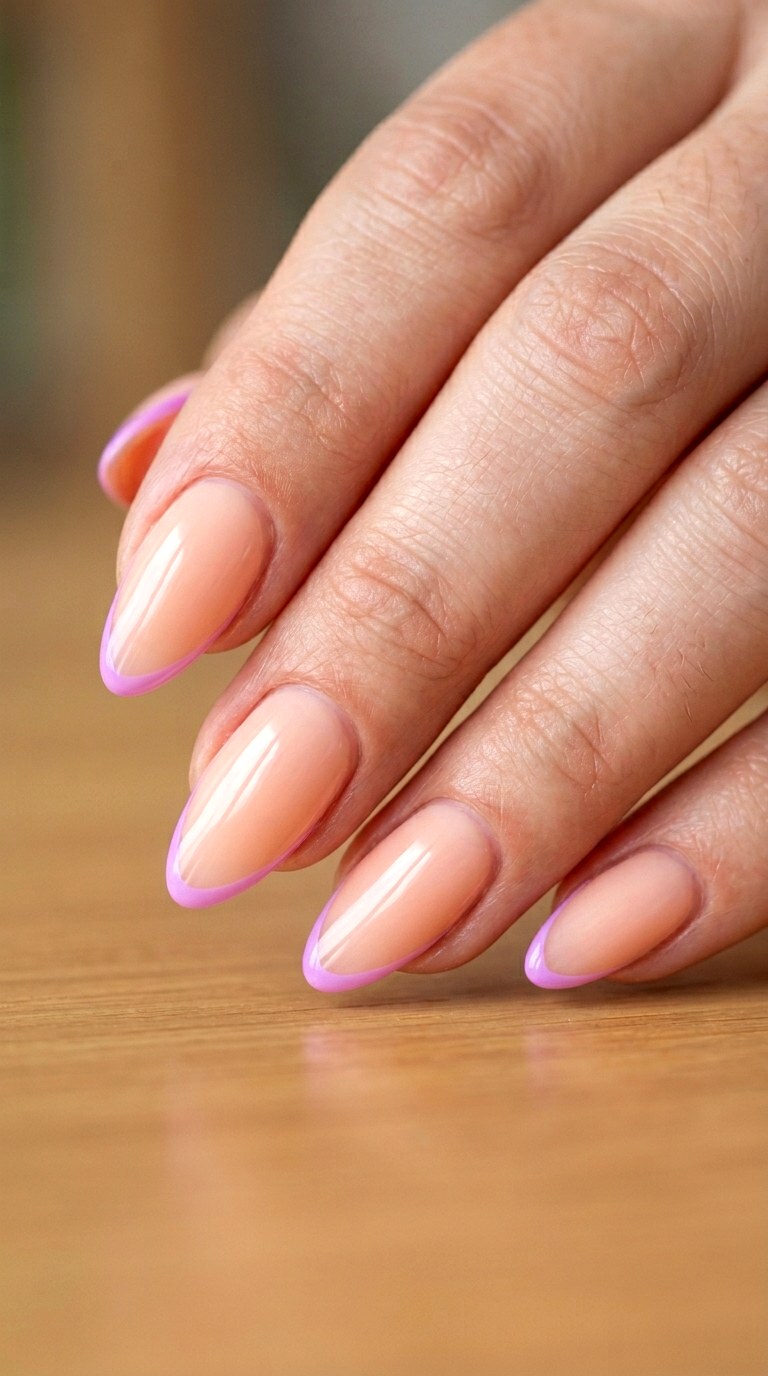 Peach and Neon Lilac Pop - 25 Simple Spring Two Colored Nails