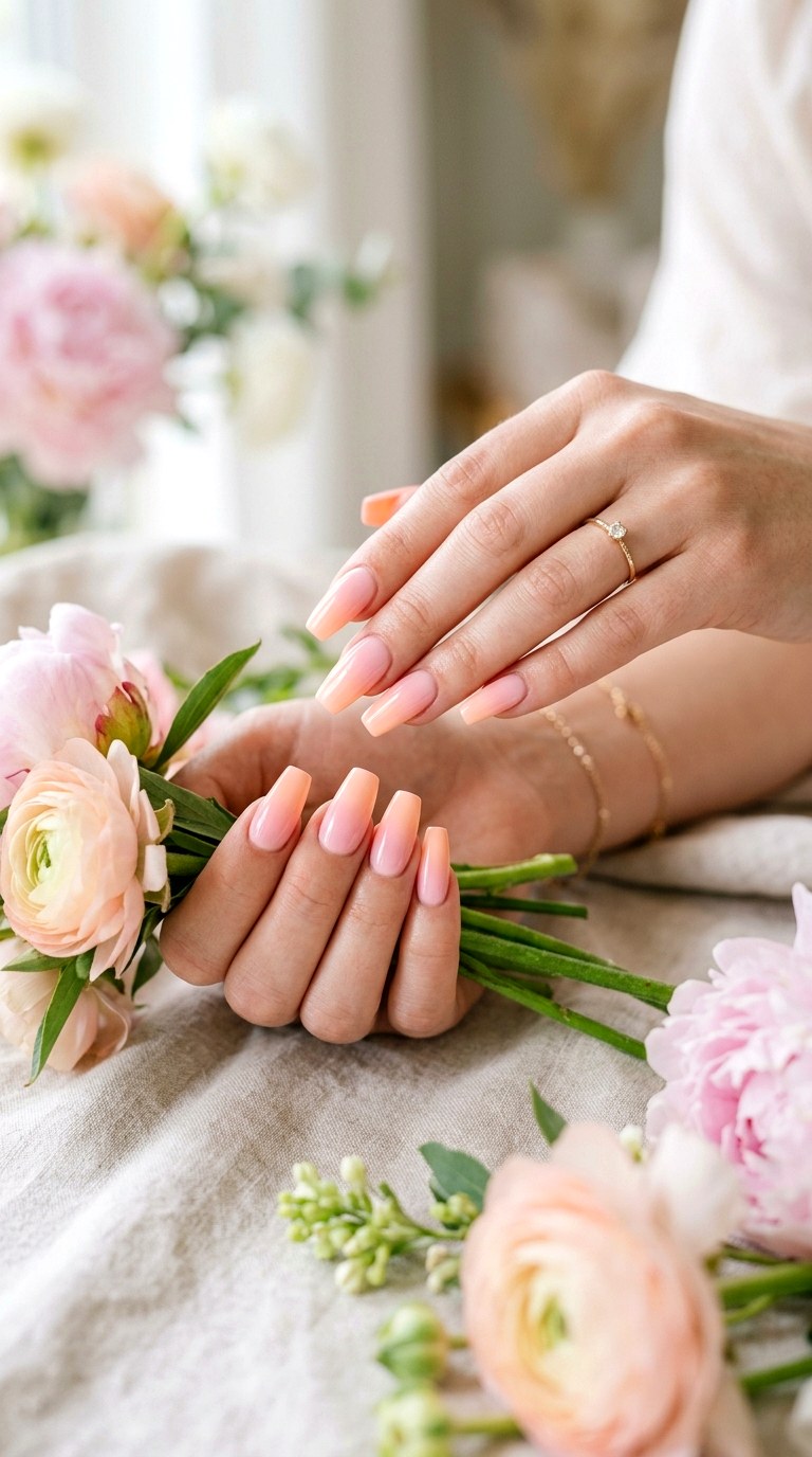 Peach and Pink Ombre Nails - 25 Fresh Spring Nail Colors & Designs You’ll See Everywhere in 2026