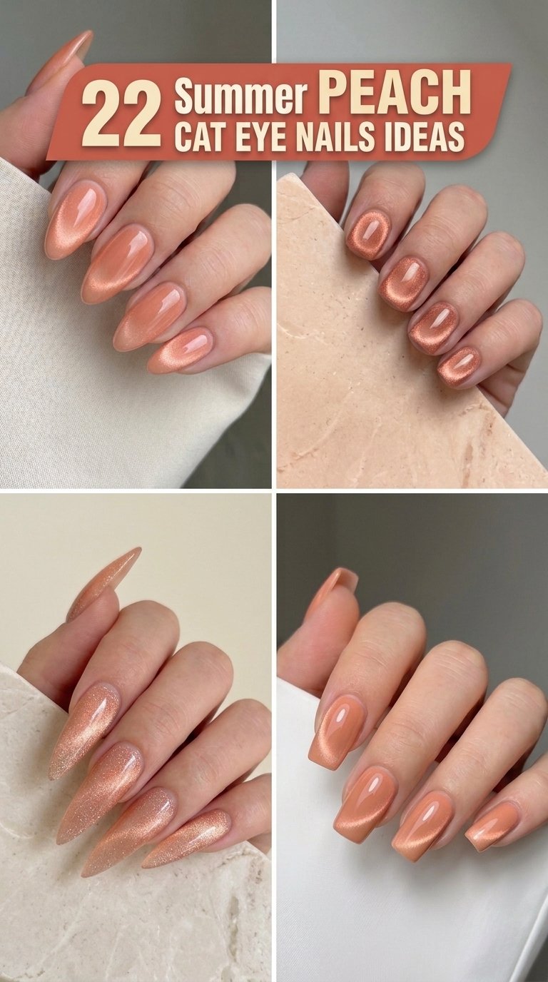 Peach Cat Eye Nails Ideas