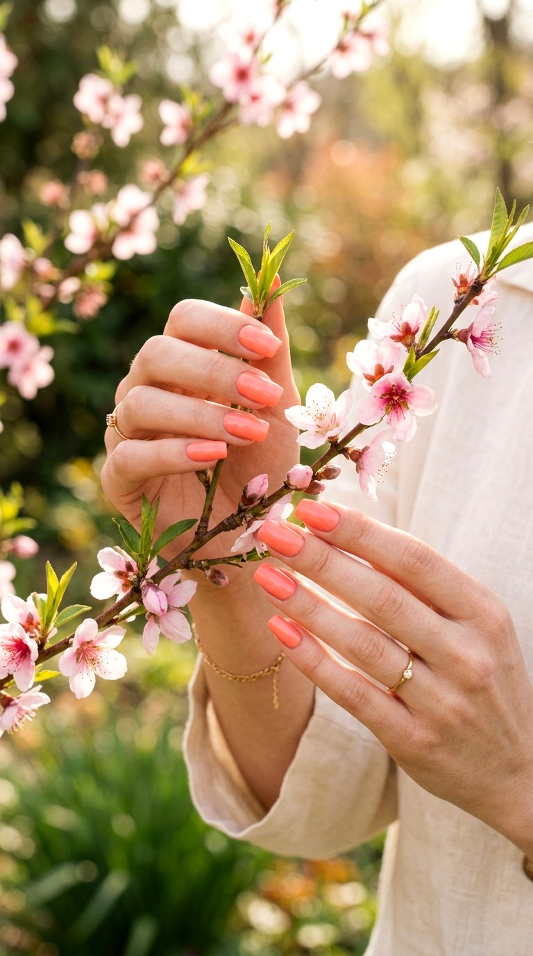 Peachy Coral Nails - 27 Viral Spring Nail Trends Everyone Is Obsessed With