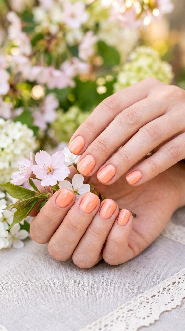 Peachy Spring Nails - 28 Short Spring Nail Designs That Are Cute and Practical