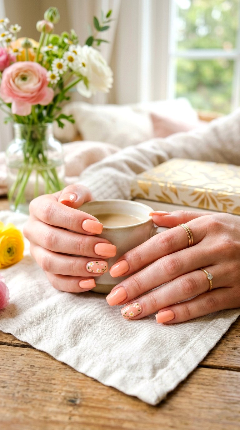 Peachy Spring Nails - 30 Aesthetic Spring Nail Designs Trending on Pinterest