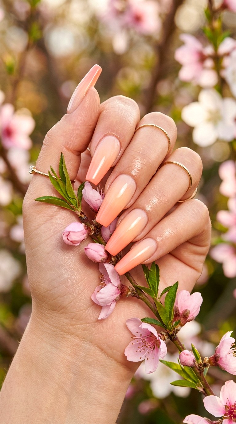 Peachy Spring Ombre Nails - 22 Cute Spring Nail Ideas for a Fresh Seasonal Manicure