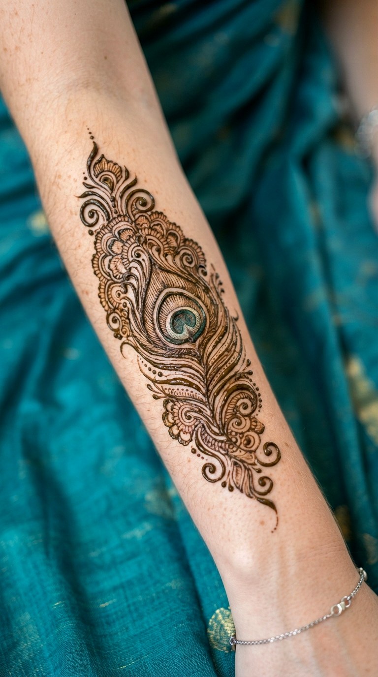 Peacock Feather Motif - 27 henna tattoo design