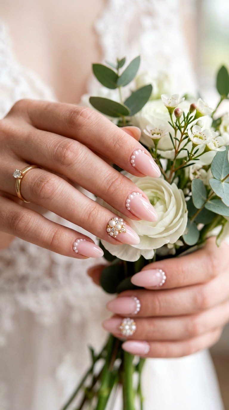 Pearl Accent Nails - 30 Gorgeous Spring Nail Designs That Are Trending Right Now