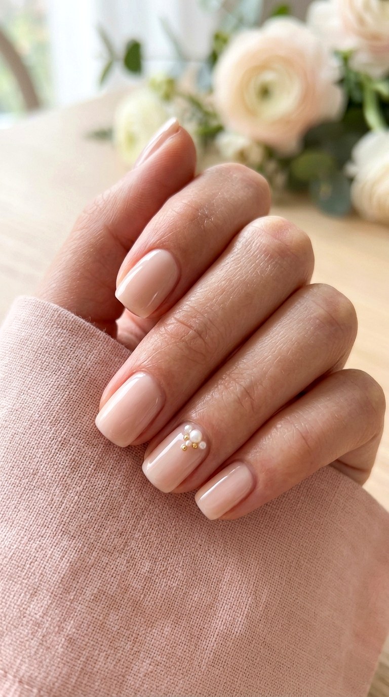 Pearl Accent Nails - 28 Short Spring Nail Designs That Are Cute and Practical