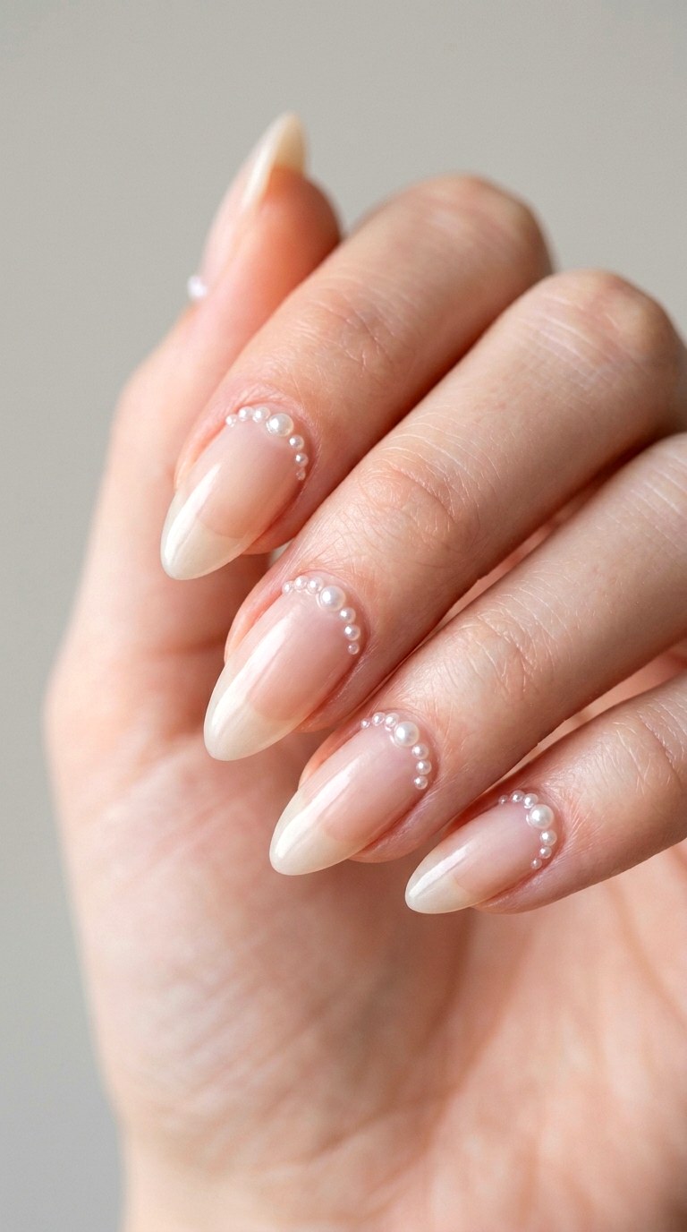 Pearl Accent Negative Space - 28 Quick Spring Color Street Nails