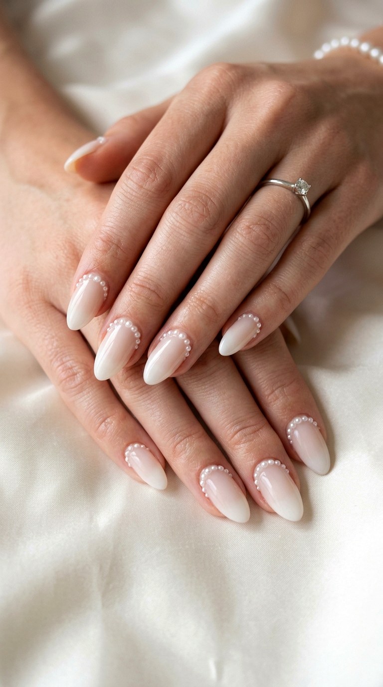 Pearl Embellished Nails - 20 Trendy Spring Nail Art Ideas You Need to Try This Year