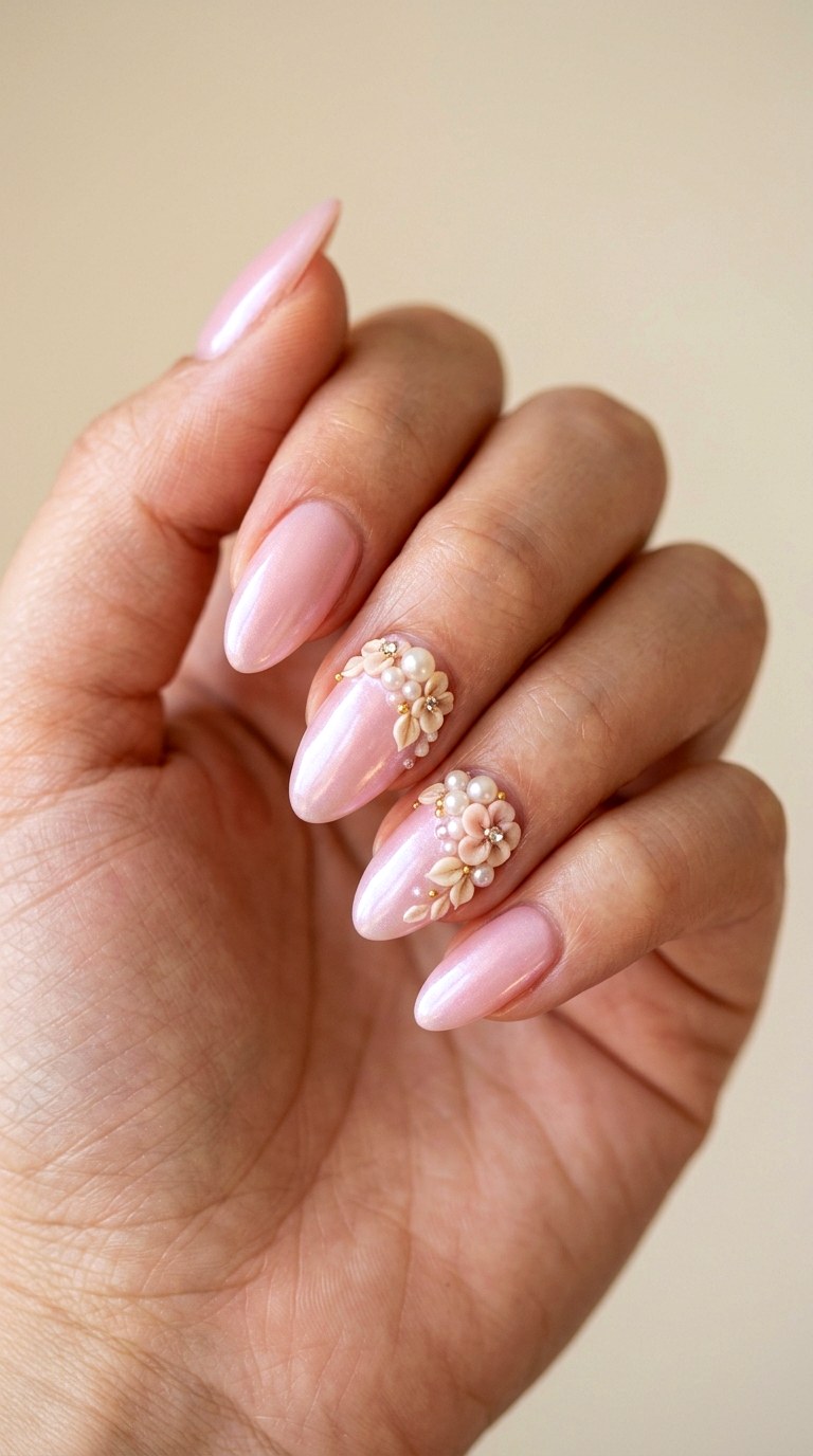 Pearl Embellished Pink Dreams - 27 Charming Spring Acrylic Nails