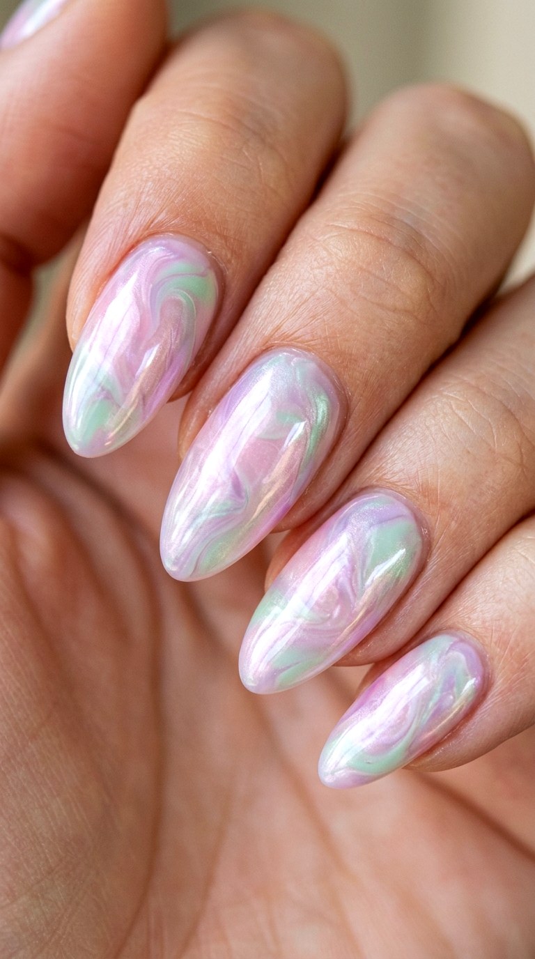 Pearl Marble Swirls - 23 Pastel Spring Multicolor Nails