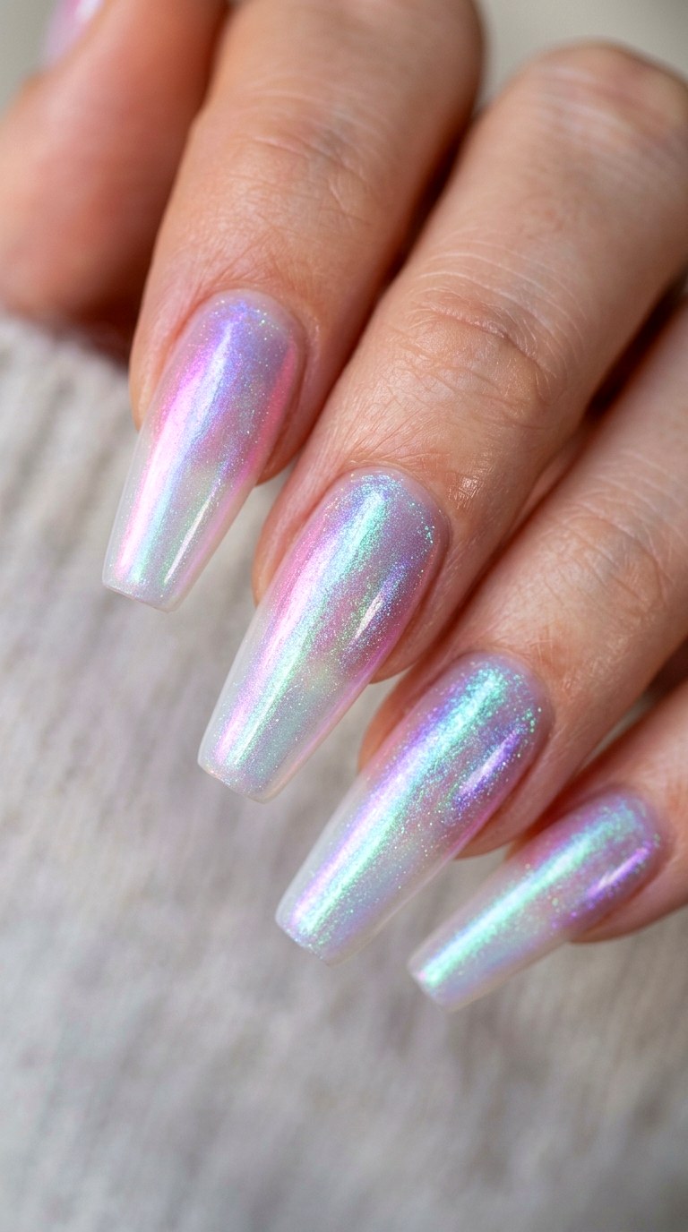 Pearlescent Aurora Shimmer - 25 Early Season Spring Multicolor Nails