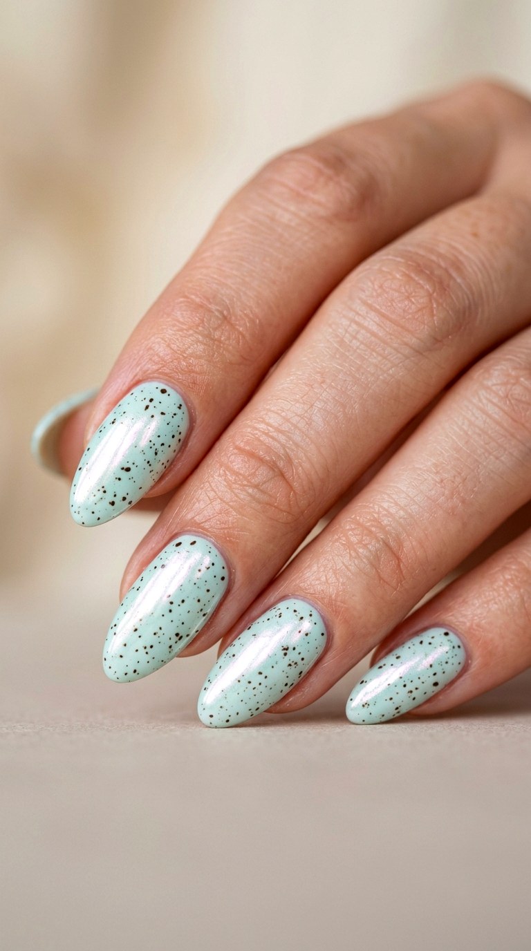 Pearlized Egg Accent Nails - 27 Picnic Spring Multicolor Nails