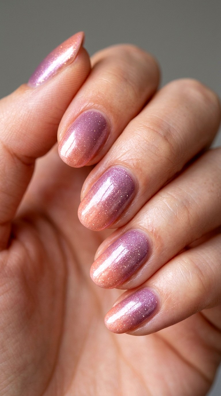 Pearlized Mauve and Peach Fusion - 25 Sunset Spring Ombre Nails