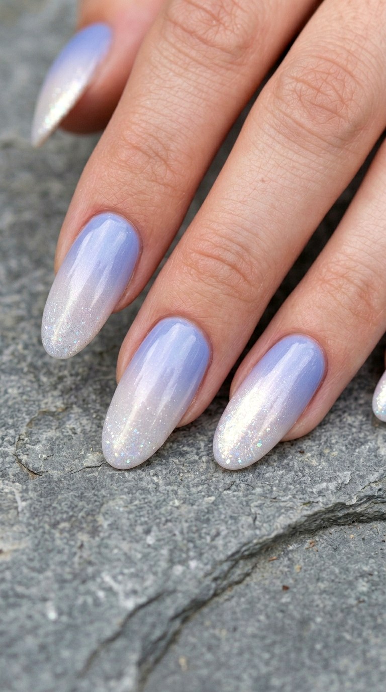 Periwinkle and Pearl White Ombre - 27 Chic Spring Two Colored Nails