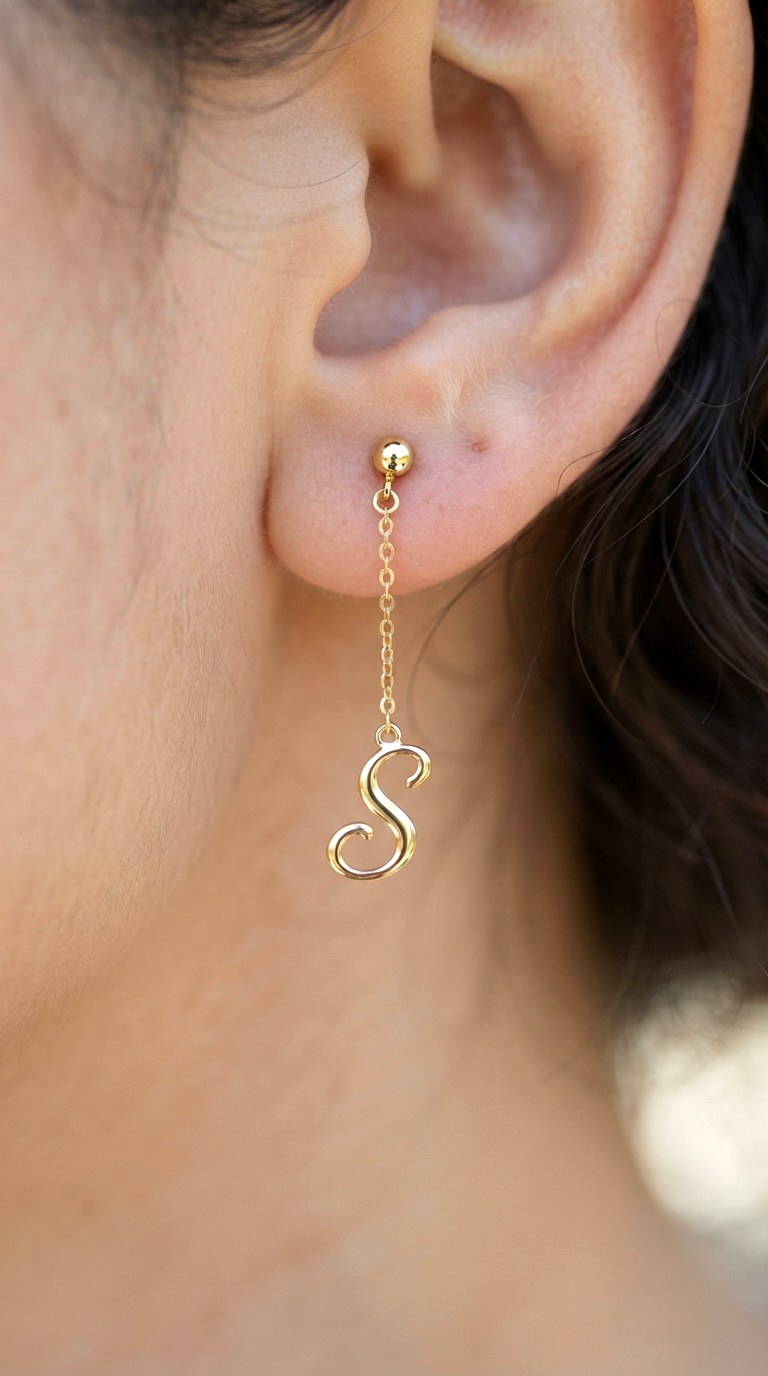 Personalized Initial Charms - 25 gold earrings stack
