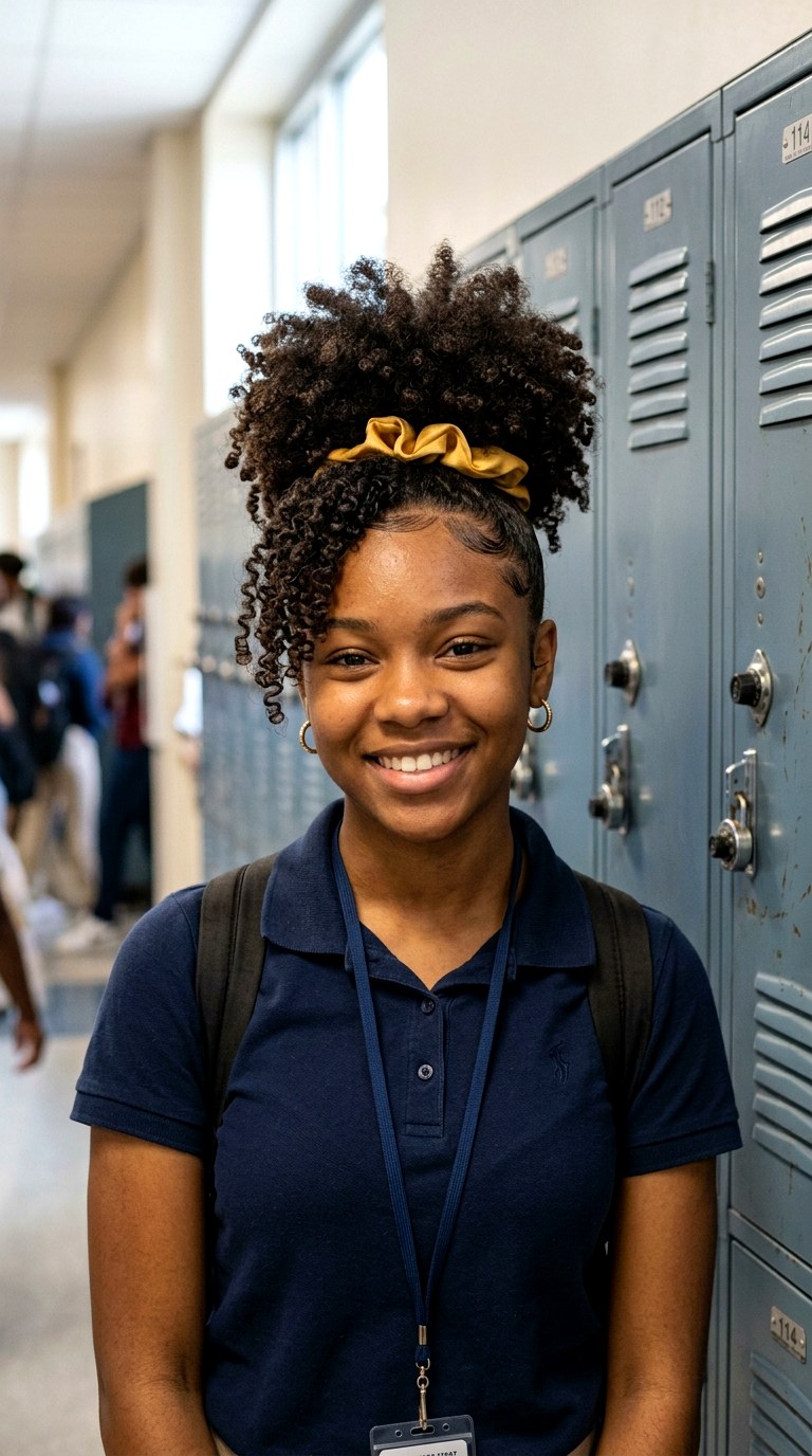 Pineapple Puff - 26 hairstyles for school