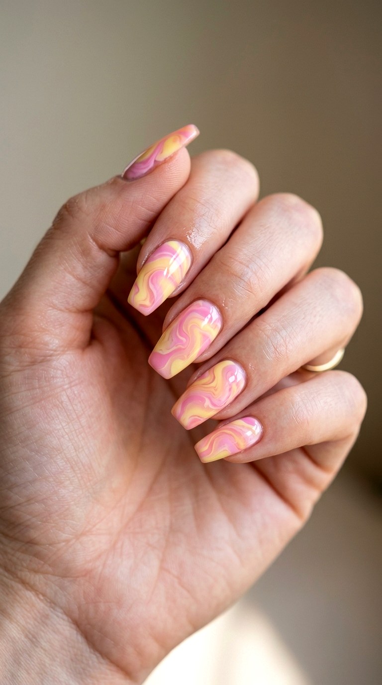Pink Lemonade Swirls - 23 Soft Spring Ombre Nails