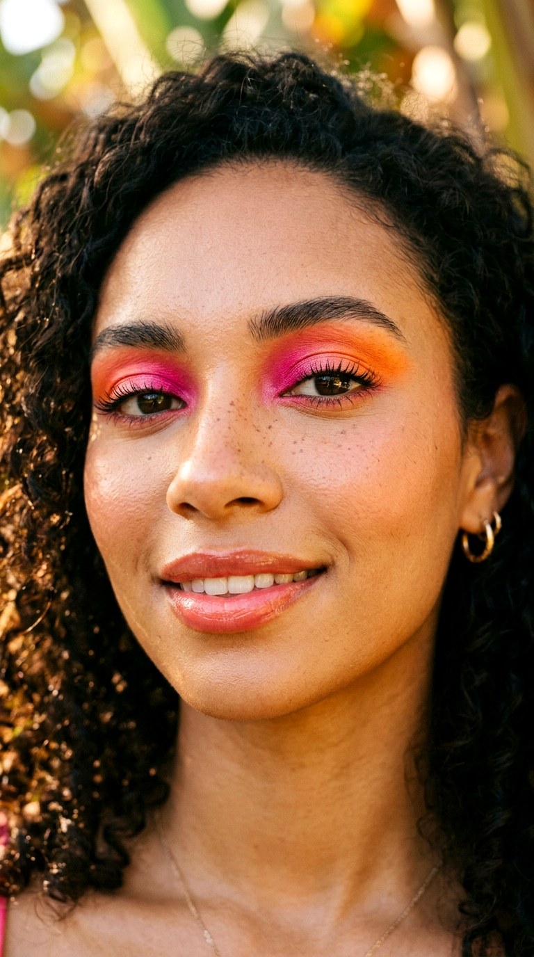 Pink Mango Gradient - 21 Summer Colorful Eye Makeup 2026 Ideas