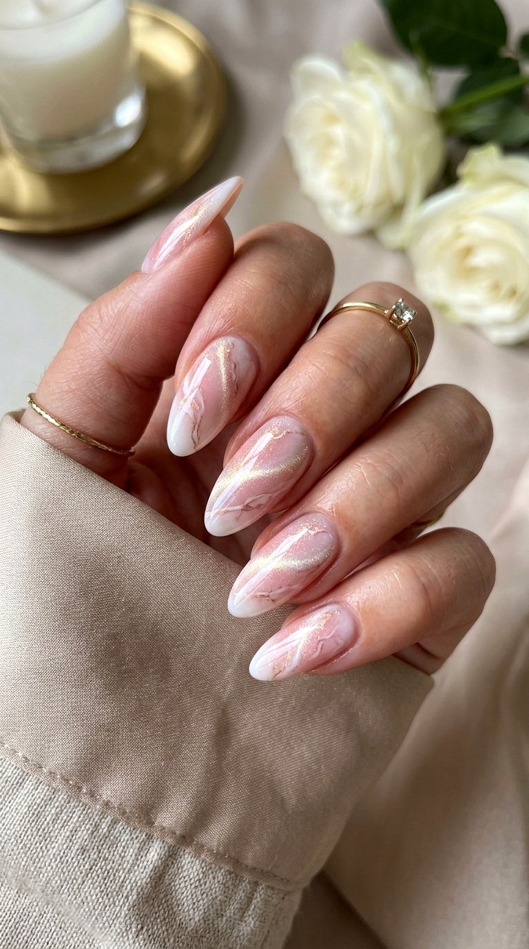 Pink Marble Cat Eye Gradient Nails - 21 Summer Pink and White Gradient Cat Eye Nails Ideas