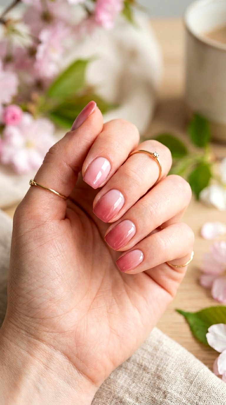 Pink Ombre Short Nails - 28 Short Spring Nail Designs That Are Cute and Practical