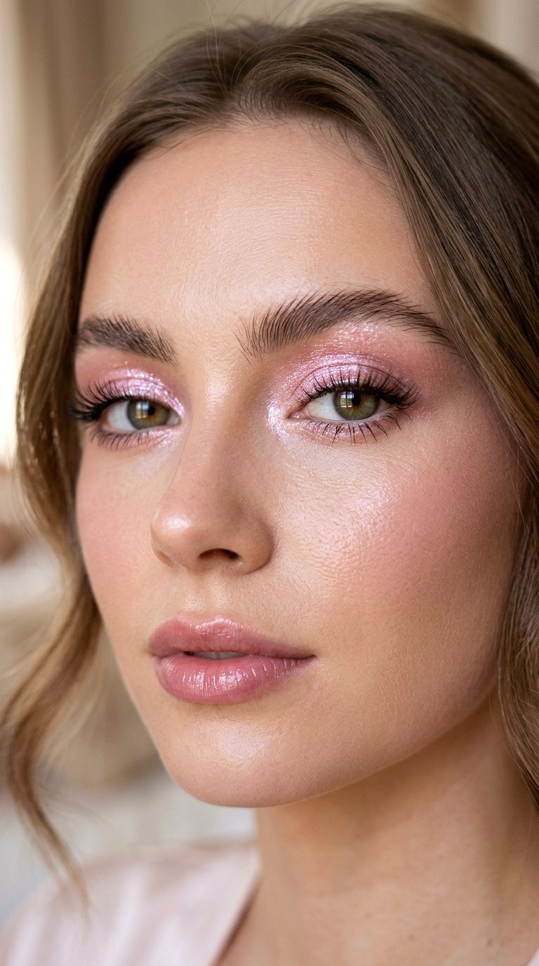 Pink Pearl Shimmer Eyes - 23 Strawberry Milk Pink Eye Makeup Trend Ideas for 2026