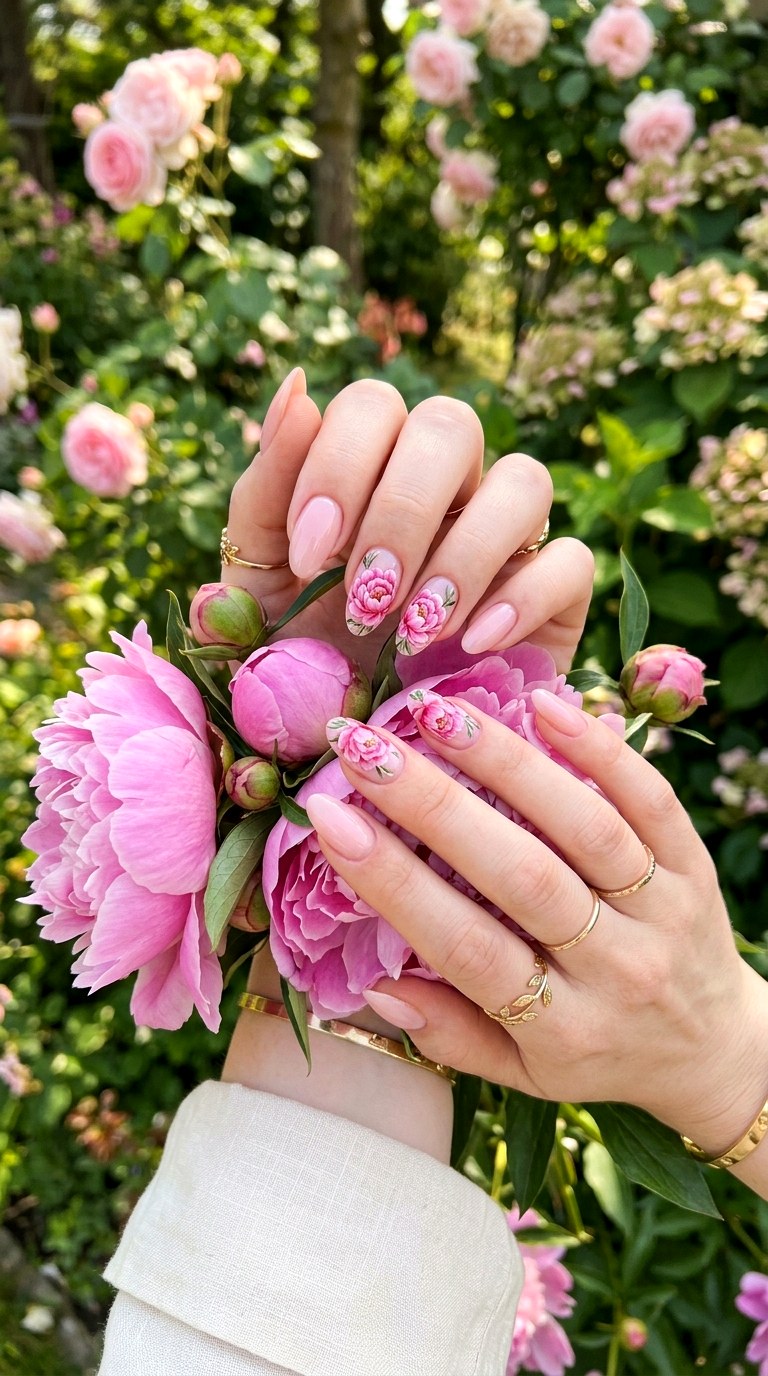 Pink Peony Nails - 30 Floral Spring Nail Designs That Are Perfect for the Season