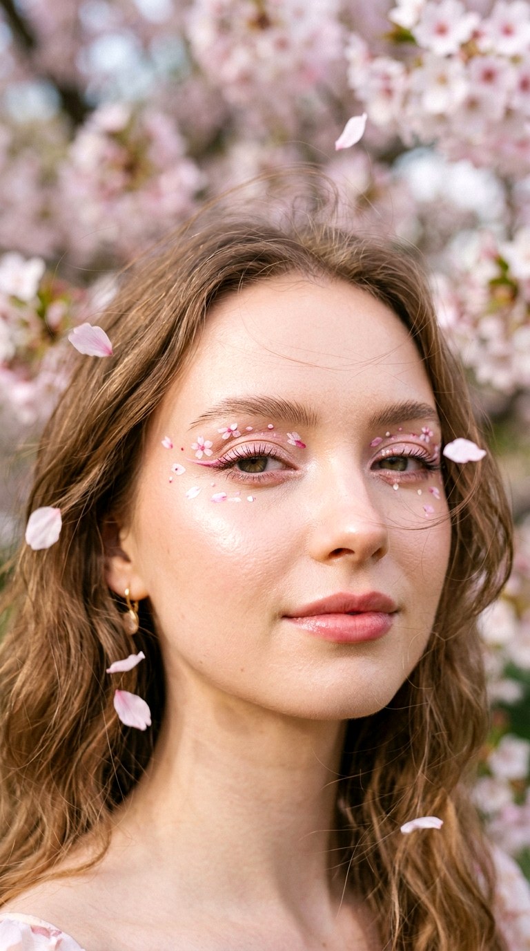 Pink Sakura Inspired Floating Shapes - 22 Floating Petal Spring Eyeliner Dreamy Detached Shapes Inspired by Blooming Garden Energy