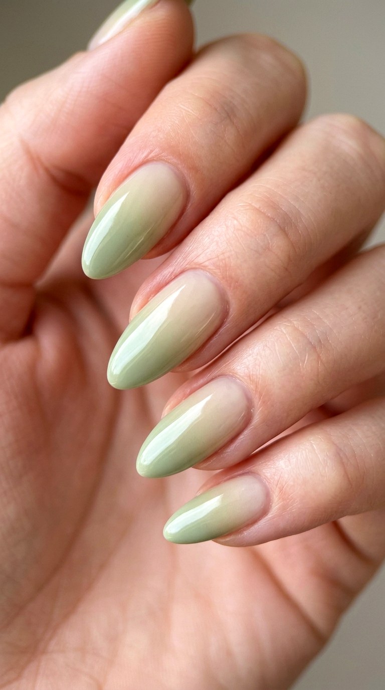 Pistachio Cream Gradient - 23 Soft Spring Ombre Nails