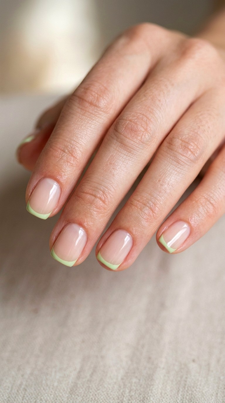Pistachio Green Micro French Tips - 27 Cute Spring Color Street Nails