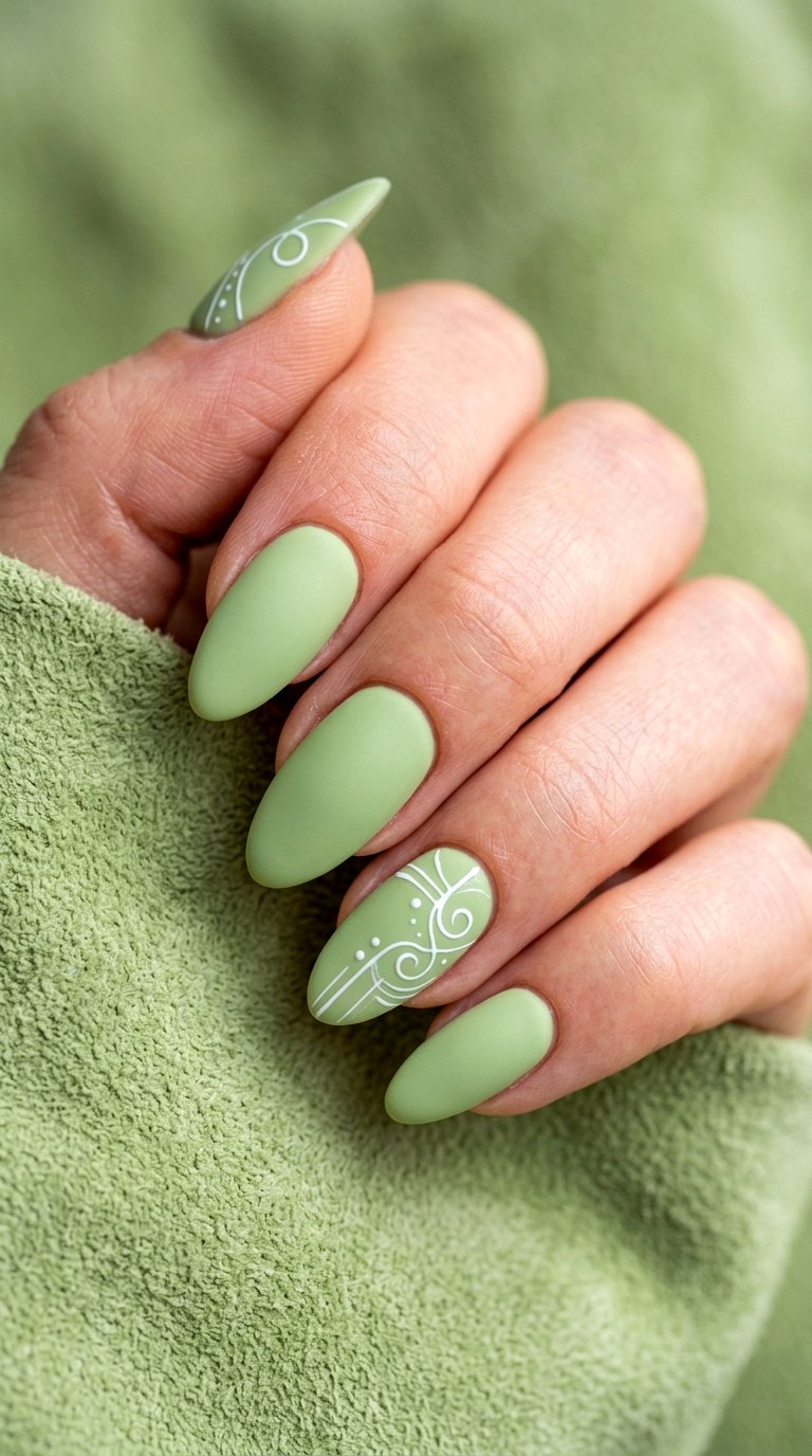 Pistachio Matte Texture - 26 Matte Spring Acrylic Nails