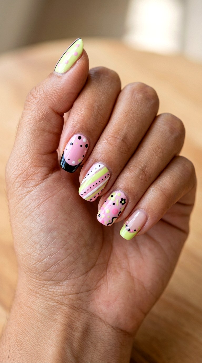 Playful Mixed Pastel Graphics - 23 Trendy Spring Color Street Nails