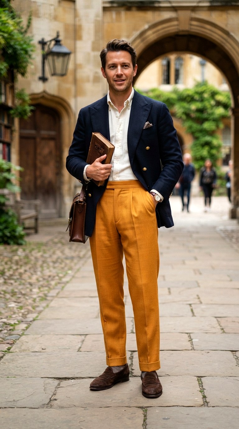 Pleated Front Saffron Slacks - 30 orange pants
