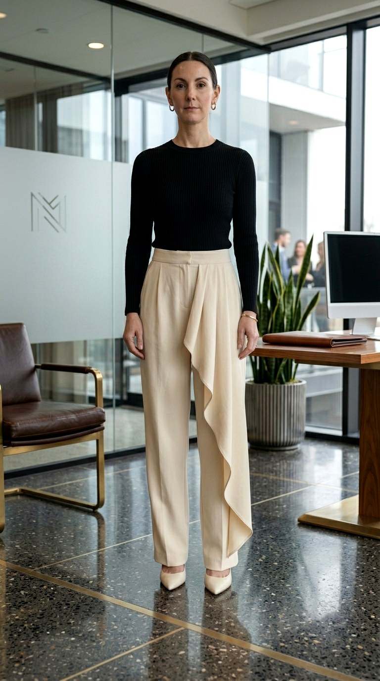 Polished Drape Front Trousers - 20 casual business attire for women