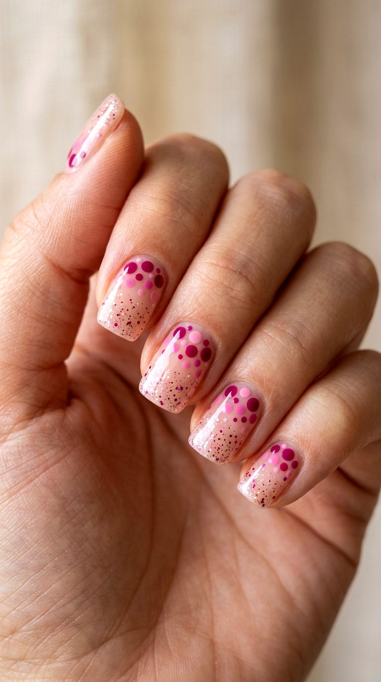 Polka Dot Confetti Fade - 24 Radiant Spring Ombre Nails