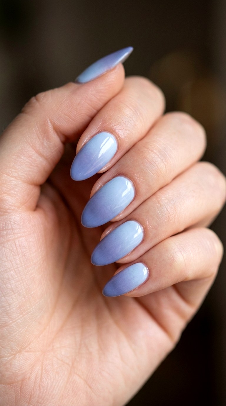 Powder Blue to Dusty Periwinkle Gradient - 28 Seamless Spring Ombre Nails