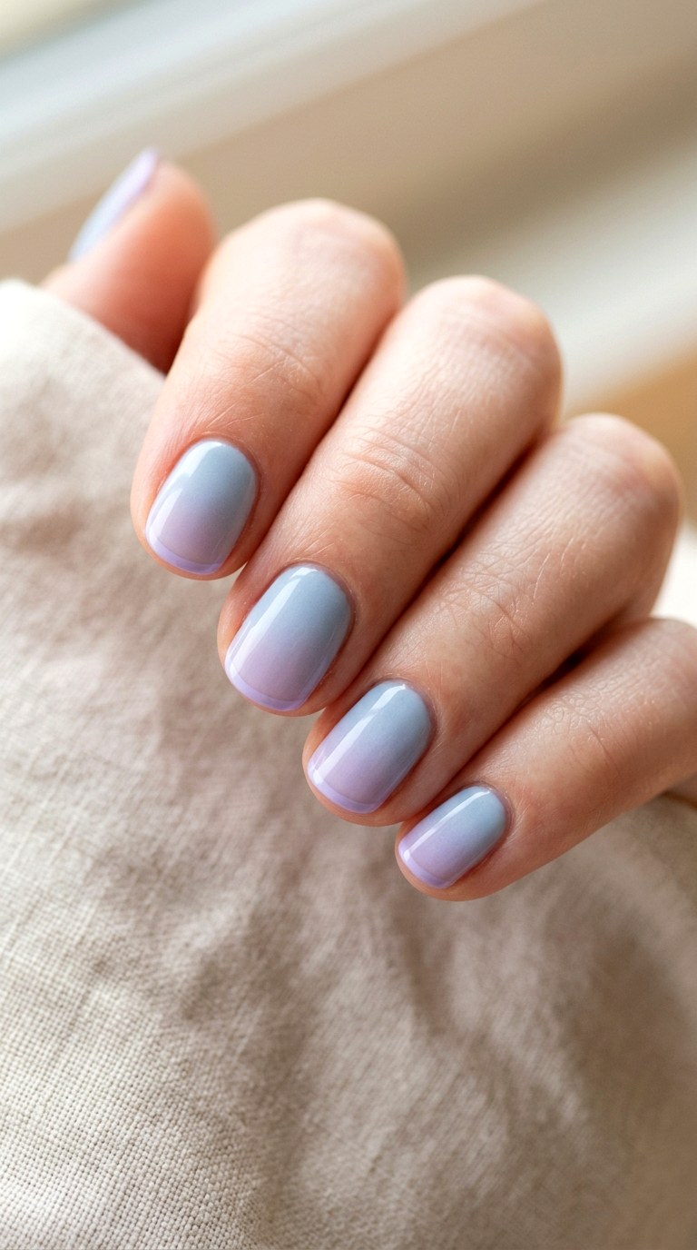 Powder Blue to Hidden Lavender - 24 Light Spring Ombre Nails